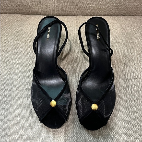 NEW Reformation Paula Slingback Sandal Black Size 9 - Picture 4 of 9